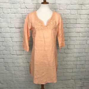 Marvin I Love Linen Peach Tunic Shift Dress Size M